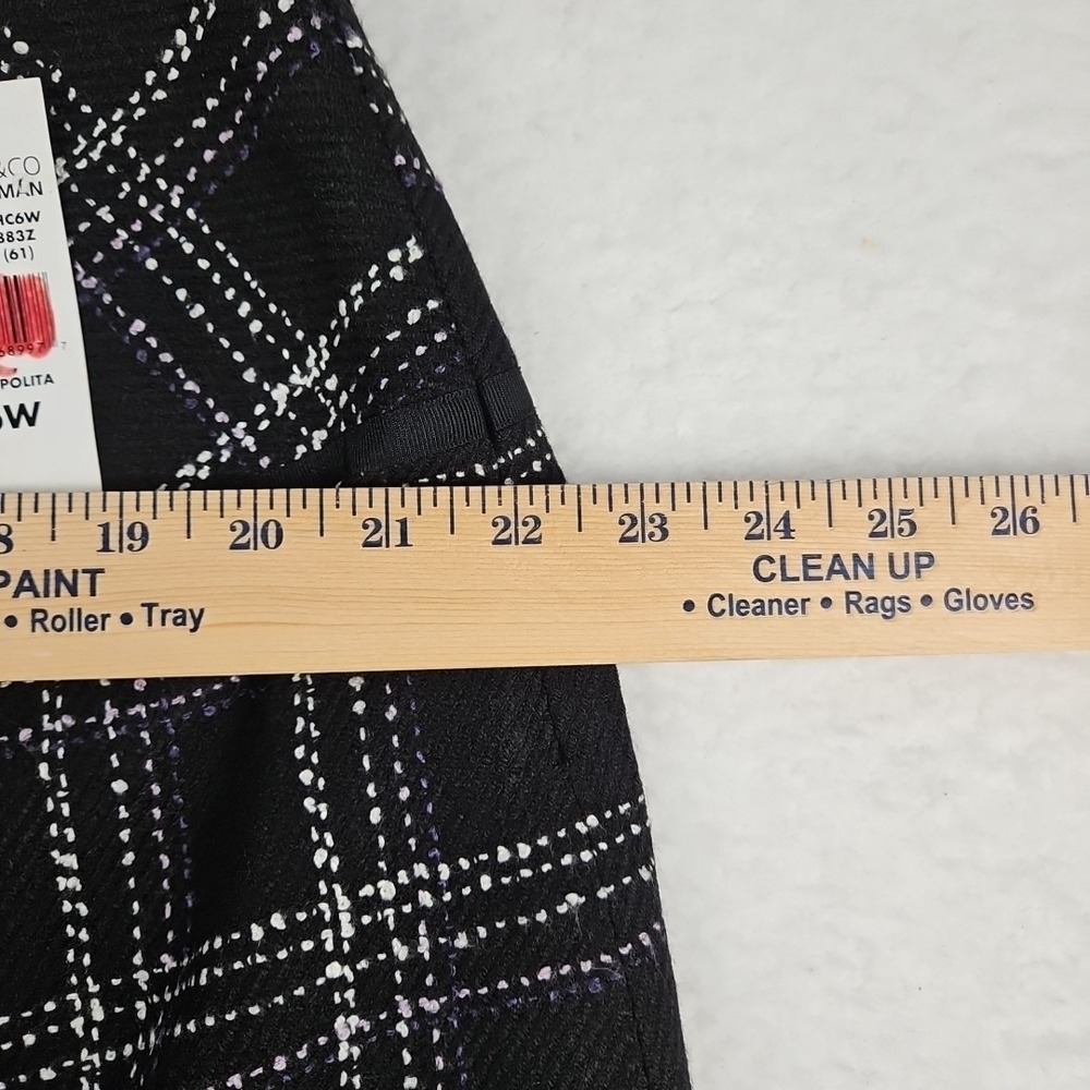 VTG 80s Norton & Co. Womens Skirt 16W Black Plaid Purple/White Lined Cosmopolita - Picture 6 of 9